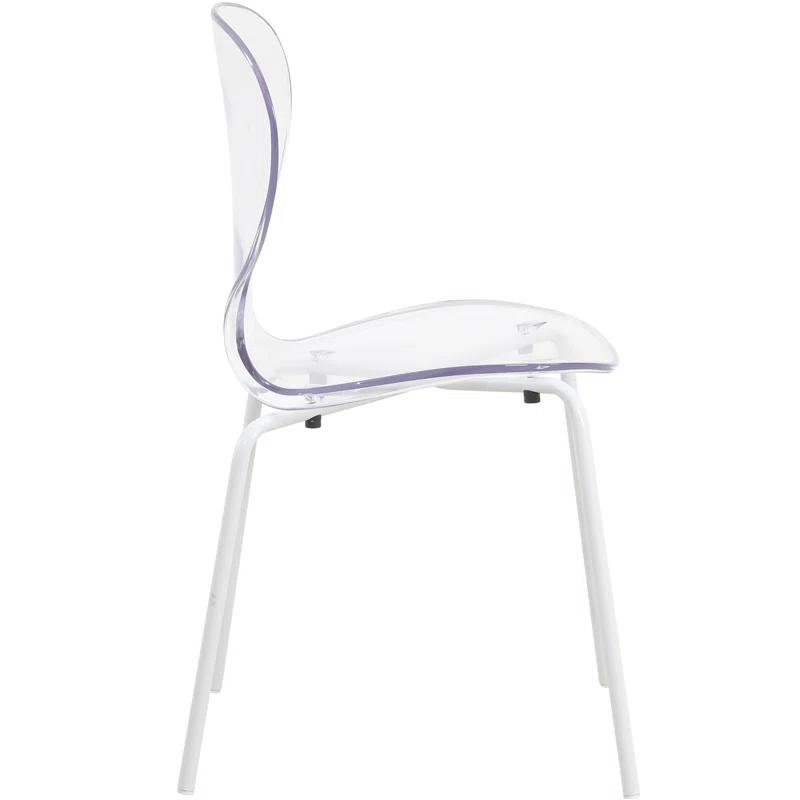 Ivy Bronx Edenfield Dining Chair with Curved Back and Waterfall Edge Seat White Powder-Coated Metal Legs