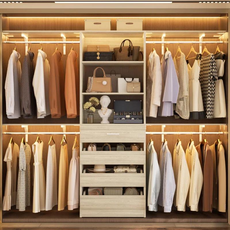 Aheaplus 96'' Closet With 4 Drawers And Shelves,With  4 Clothes Garment Rack
