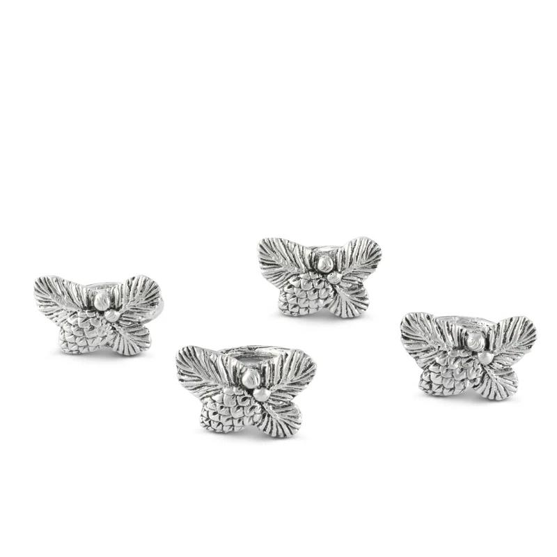 Arthur Court Designs Pine Cone Forest Metal Napkin Ring (Set of 4)