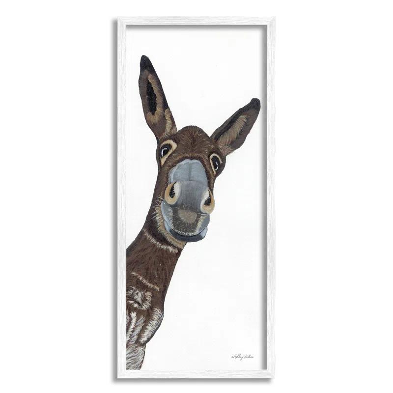 Stupell Industries " Donkey Peering Happily Casual Farm Animal Portrait " by Ashley Justice