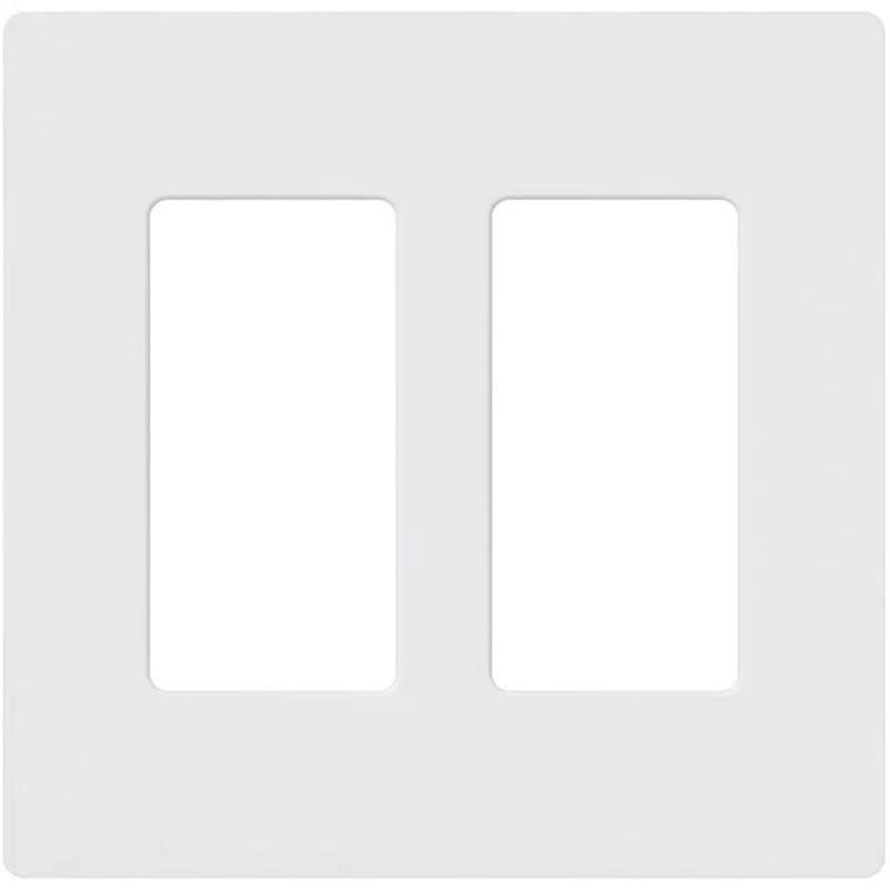 Lutron Lutron White Dual Gang Rocker Plastic Decorator Faceplate 1 pk