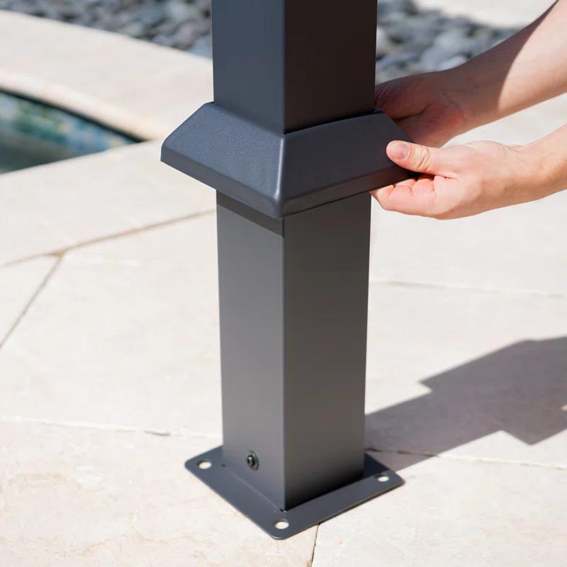 Paragon-Outdoor Florence 11 ft. x 11 ft. Aluminum Pergola in Gray Powder-Coated Finish with Adjustable Canopy