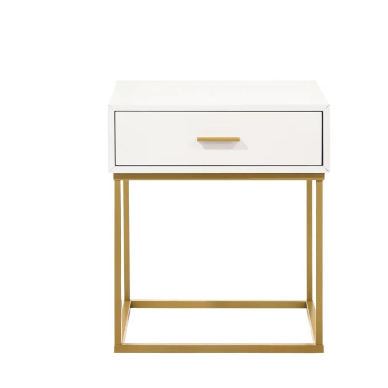 LuXeo LuXeo Catalina One Drawer Nightstand with Mustard Gold Legs