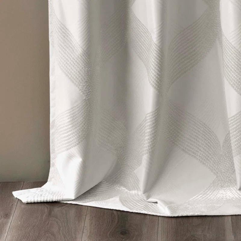 Madison Park Bentley Ogee Knitted Jacquard Geometric Total Blackout Single Curtain Panel