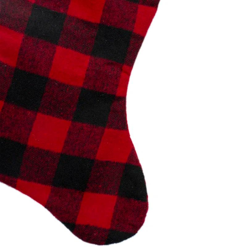 Northlight Seasonal 23" Black and Red Rustic Buffalo Plaid Christmas Stocking