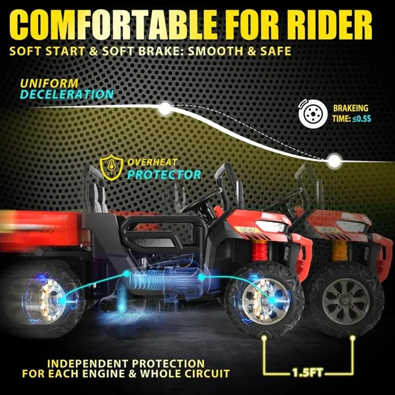 4 Wheels 24V Ride on Dump Truck Toys 2 Seater Kids Ride On UTV Car with Remote Control,Electric Dump Bed