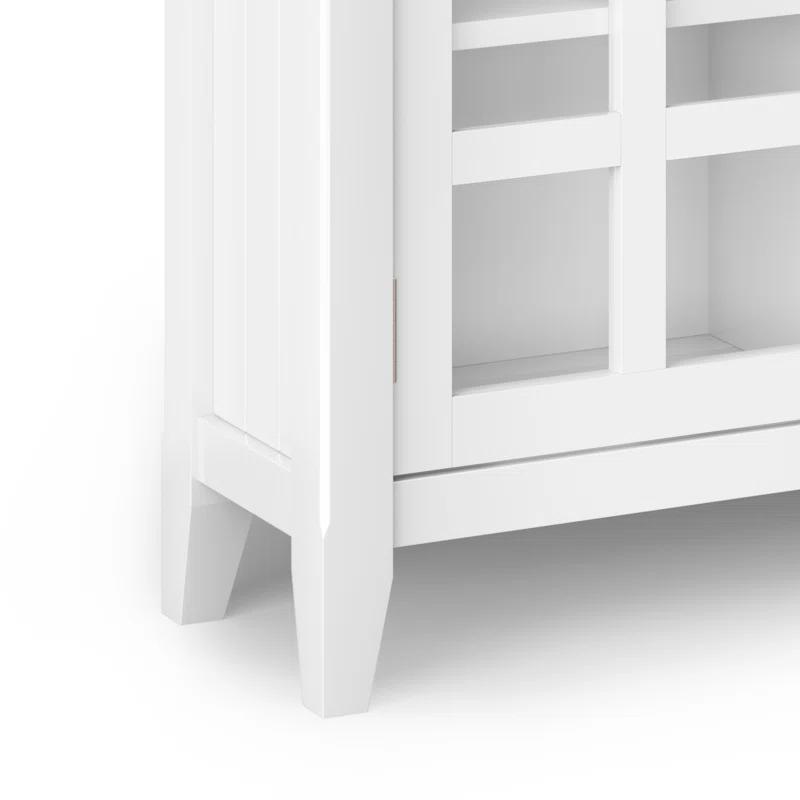 Simpli Home Acadian 36"W Solid Wood 2-Shelf Entryway Storage Cabinet with Glass Doors and 2 Drawers
