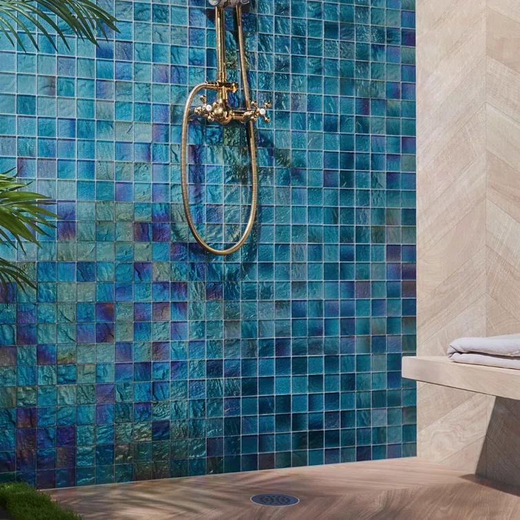 Bond Tile Speckle 11.73" x 11.73" Iridescent 2" Squares Glass Mosaic Wall Tile (0.95 Sq. Ft. / Sheet) | Wayfair