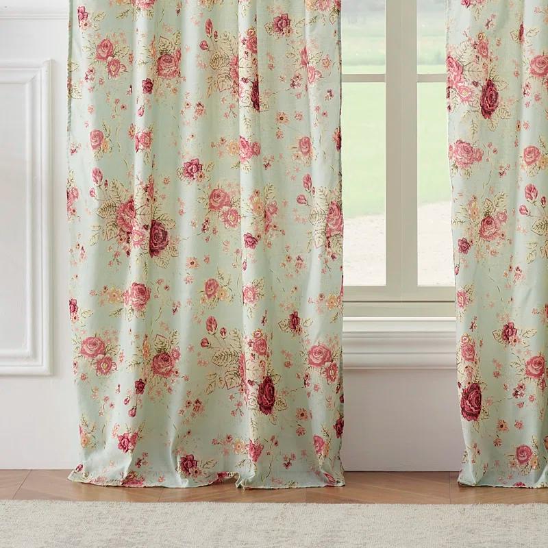 Antique Rose Nature/Floral Sheer Rod Pocket Curtain Panels (Set of 2)