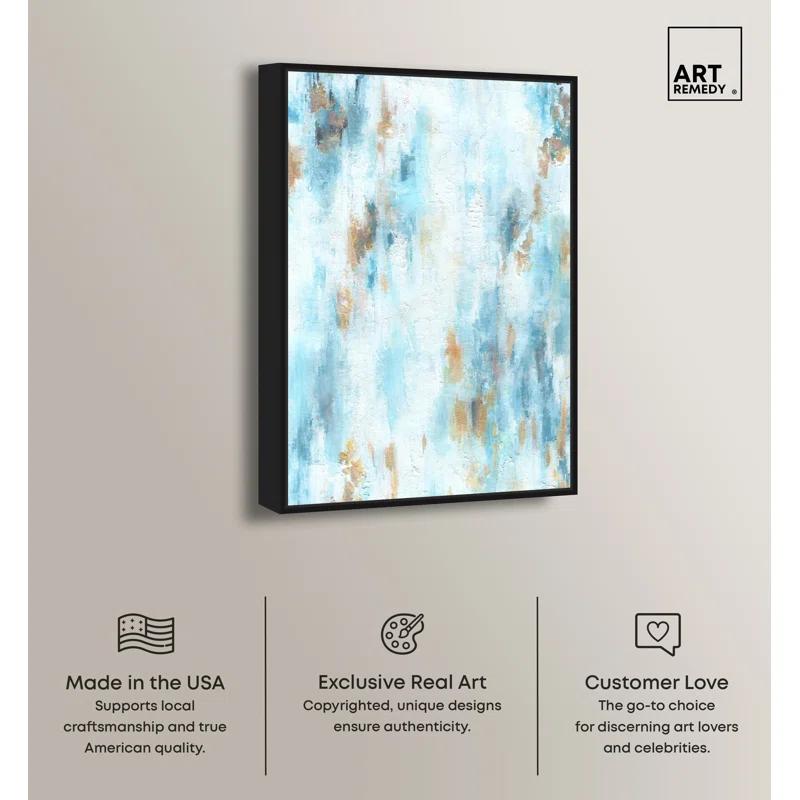 Art Remedy Art Remedy Textured Shades Framed Blue Abstract 1 Piece Canvas Wall Art 57567