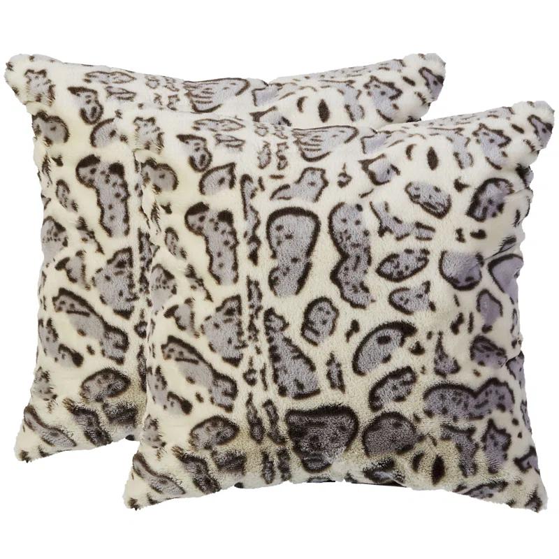 Cheer Collection Animal Print Faux Fur Throw Pillow (Set of 2)