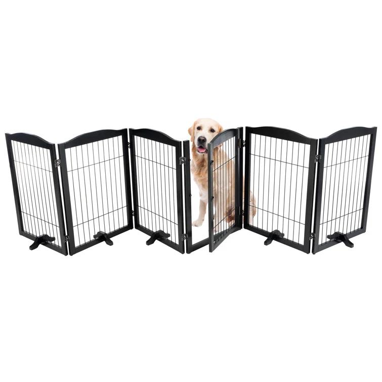 Petmaker PETMAKER Pet Gate - 6-Panel Indoor Folding Dog Fence for Stairs or Doorways - 132.5x31.5-Inch Freestanding Play Pen with Support Feet