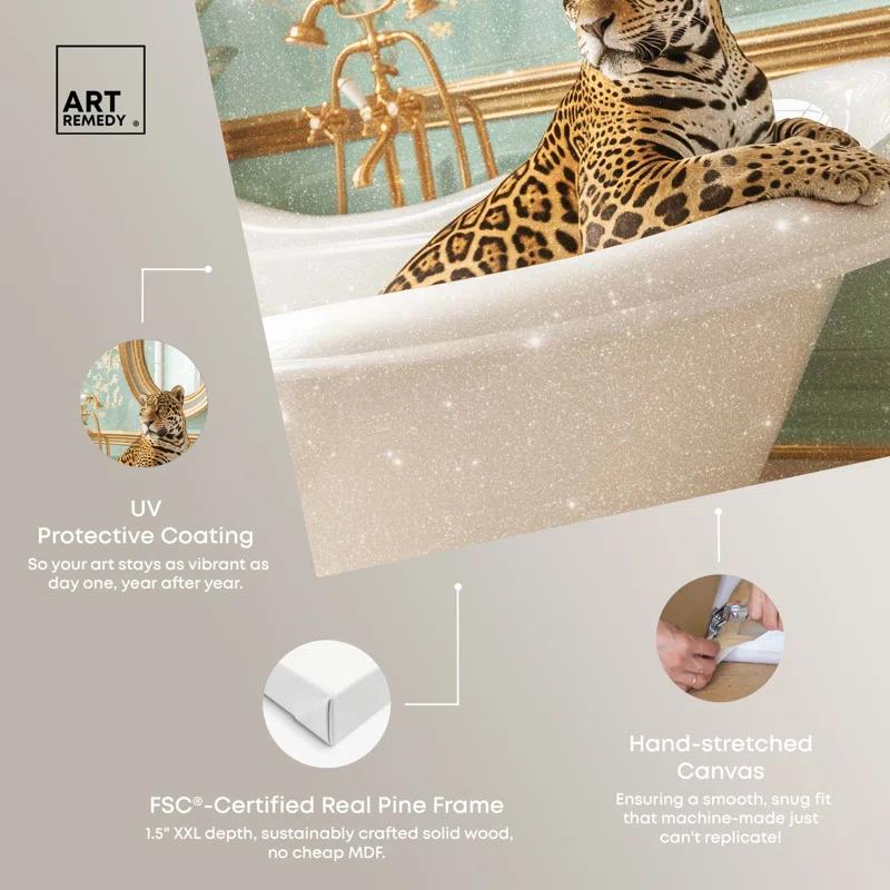 Art Remedy Jaguar Bathroom Canvas Jungle Bathroom Art by Art Remedy