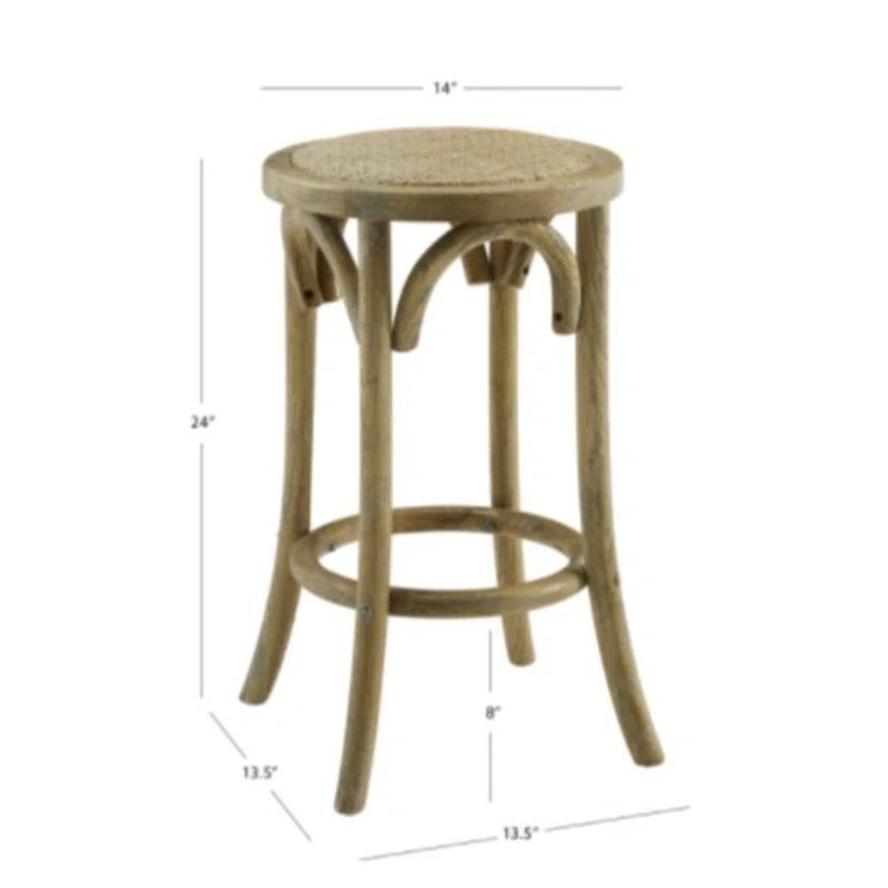 Dovecove Rae 24" Round Rattan Seat Counter Stool with Solid Wood Frame