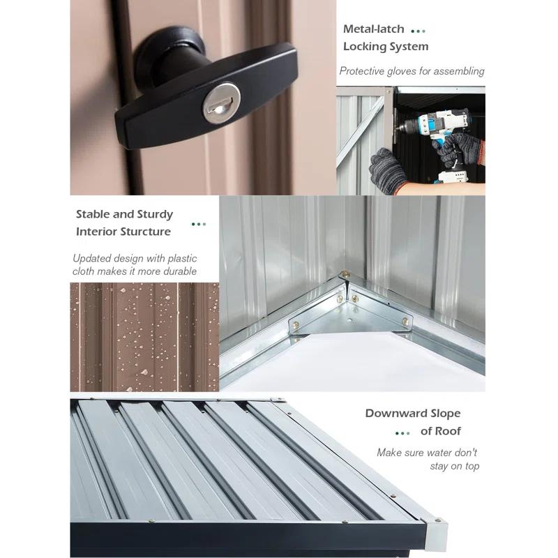 YODOLLA 10 ft. W x 8 ft. D Galvanized Steel Storage Shed