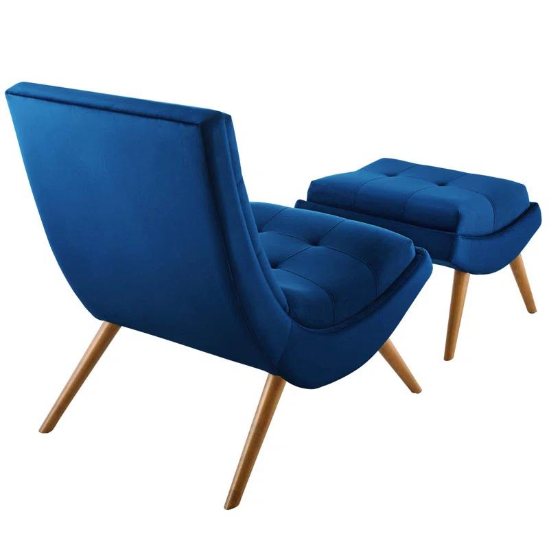 Modway Ramp Upholstered Performance Velvet Lounge Chair and Ottoman Set by Modway