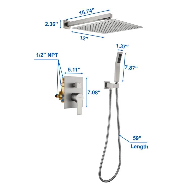 SHAMANDA All-In-One Kit with Rough in-Valve 88003BG