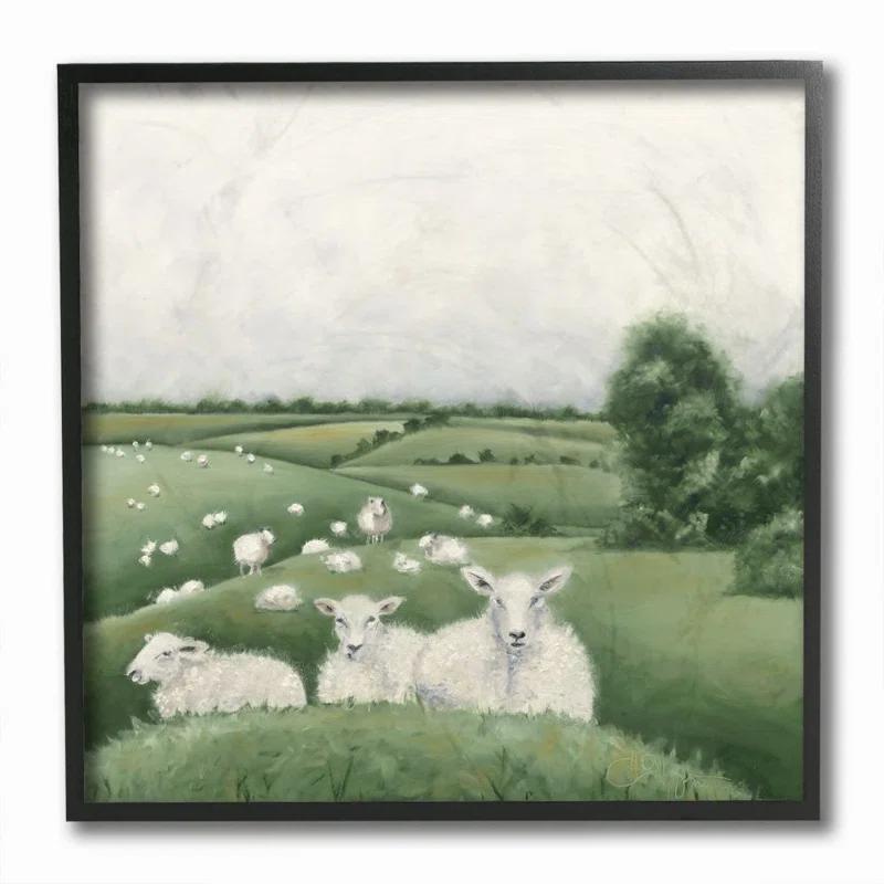 Stupell Industries " Flock Of Sheep In Green Rolling Hills " by Hollihocks Art