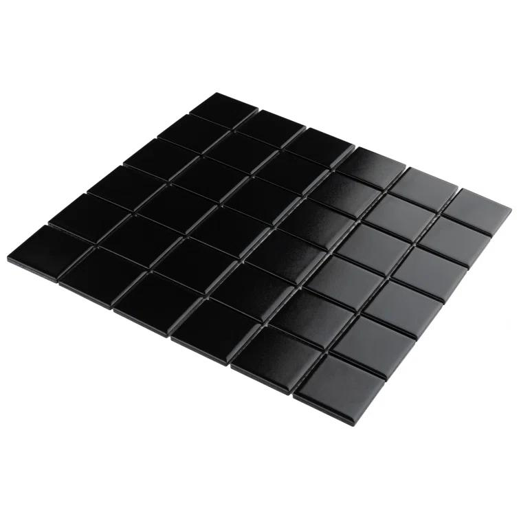 Merola Tile Metro Quad Matte Black 11-3/4" x 11-3/4" Porcelain Mosaic Floor and Wall Tile