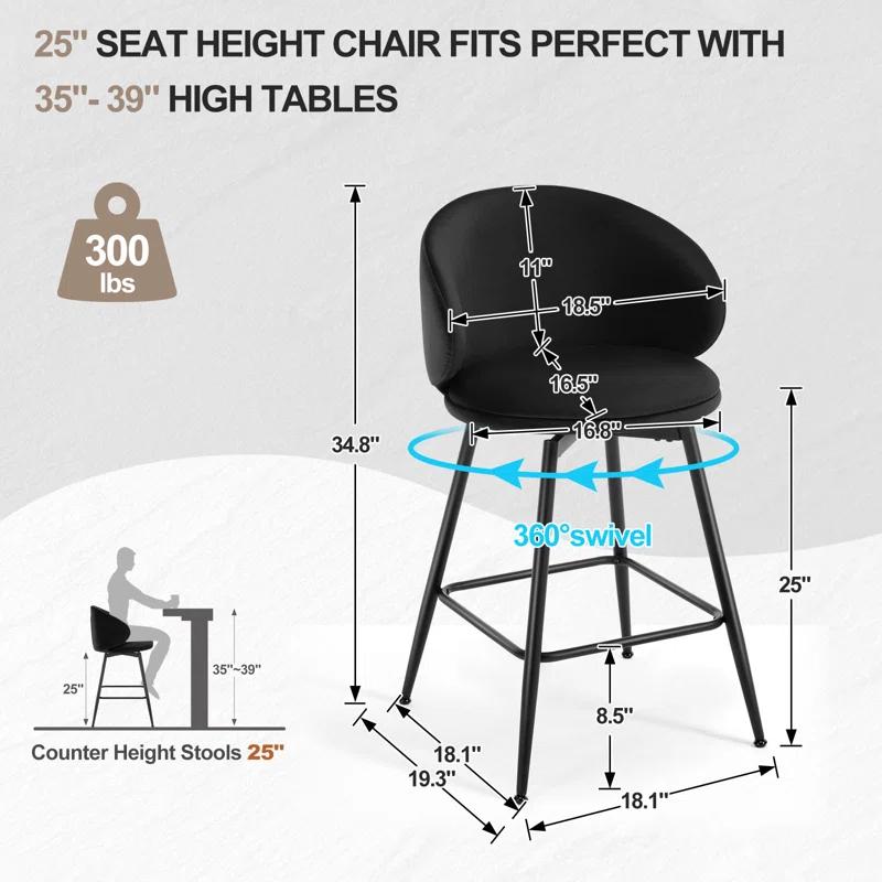 Corrigan Studio® Swivel Upholstered Counter Height Bar Stools (Set of 2)