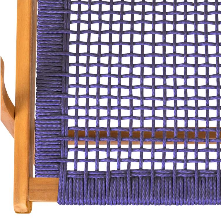 Balkene Home Patio Sense Vega Natural Stain Chair ,Acacia Wood Construction ,Woven Web Seat- Navy Blue Cording