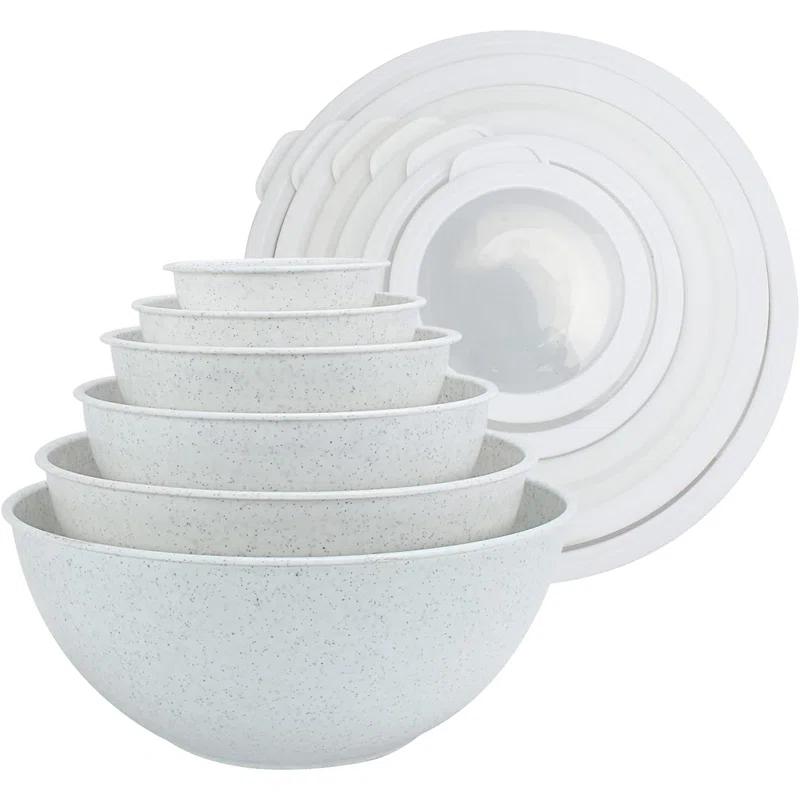 WRIWON 12 Piece Nesting Bowls Set includes 6 Prep Bowls and 6 Lids