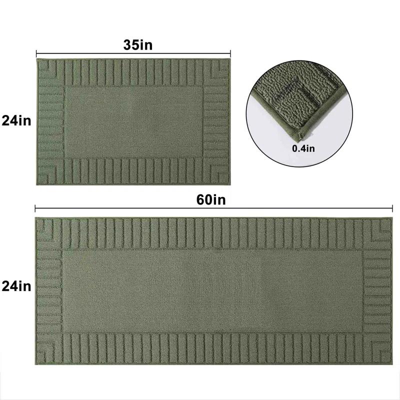 Hokku Designs Machine Washable Non-Skid Kitchen Mat 2 Pieces