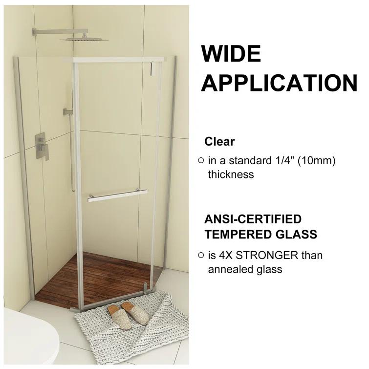 Bossicavelly 36" x 72" Neo-angle Pivot Semi Frameless Corner Shower Enclosure BOPSSD07CH