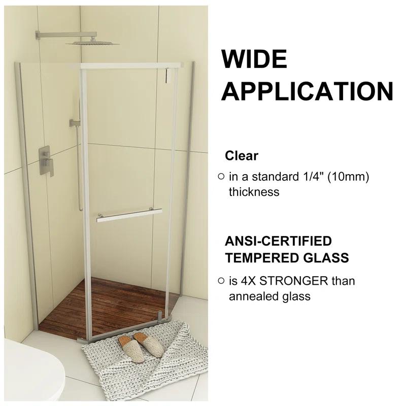 Bossicavelly 36" x 72" Neo-angle Pivot Semi Frameless Corner Shower Enclosure BOPSSD07CH