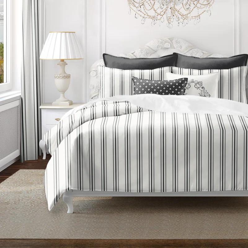 6ix Tailors Fine Linens August Stripe Reversible Cotton Comforter Set | Wayfair