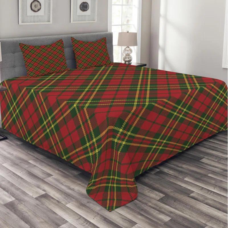 Ambesonne Green/Red/Yellow Microfiber Country Coverlet / Bedspread Set | Wayfair
