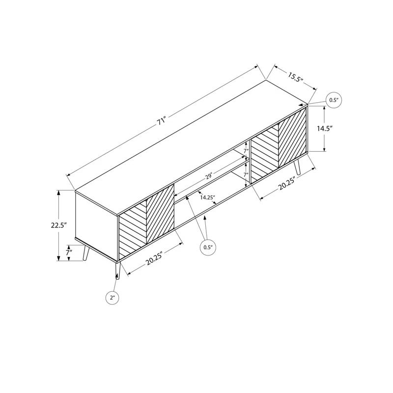 George Oliver Tv Stand, 72 Inch, Console, Media Entertainment Center, Storage Cabinet, Living Room, Bedroom And Black Laminate Metal, Contemporary, Modern