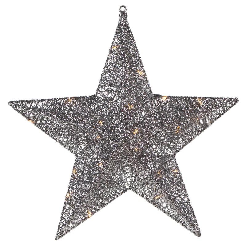 Northlight Seasonal 18" LED Lighted Silver Hanging Star Outdoor Christmas Decoration