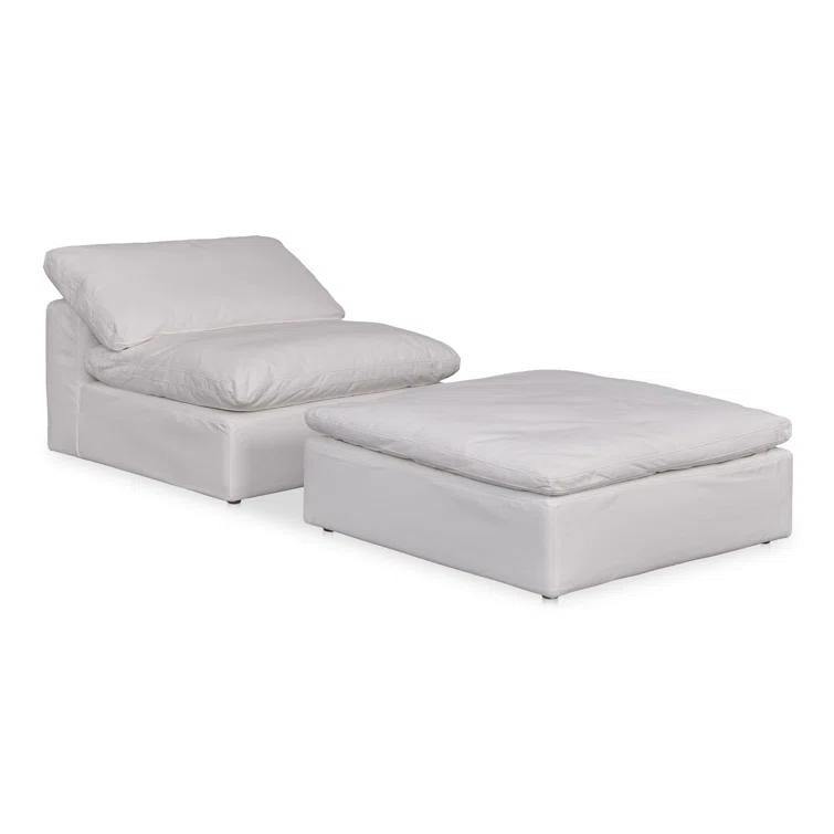 White Performance Fabric Transitional Ottoman