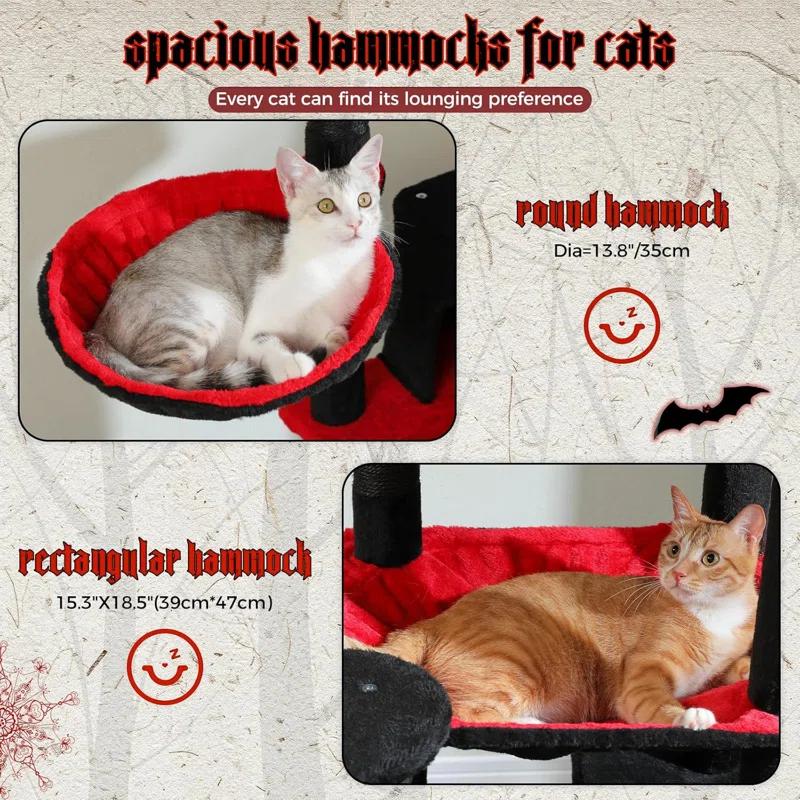 69" Tall Cat Tree For Indoor Large Cats, Large Cat Tower For Adult Cats With Super Large Hammock, Cat Climbing Tree Tower With Scratching Posts, Condo House And Large Top Perch