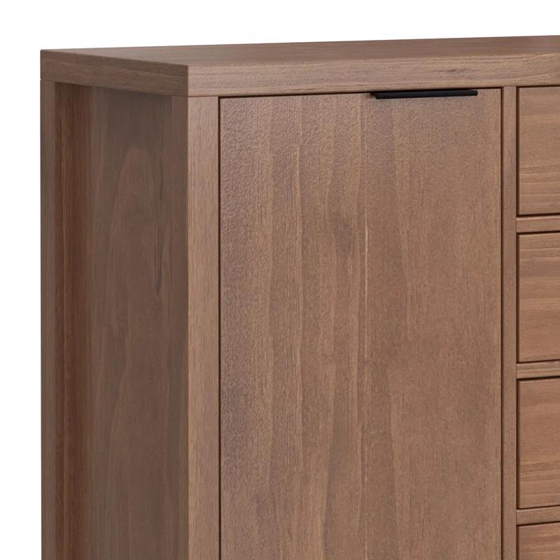 Simpli Home Hollander SOLID WOOD and Pine 54 inch x 18 inch Rectangle Contemporary Sideboard Buffet in Medium Saddle Brown