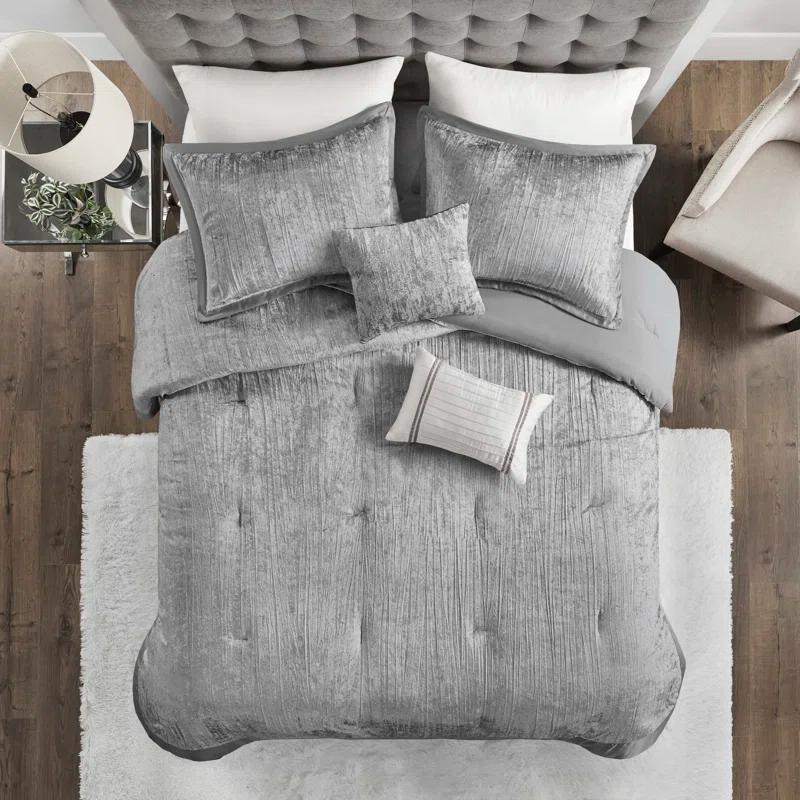 Madison Park Lee 5 Piece Crinkle Velvet Comforter Set