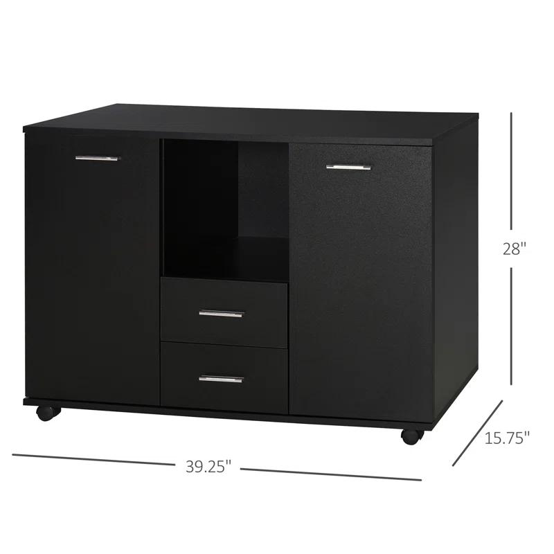 Latitude Run® Multifunction Office Filing Cabinet With 2 Drawers And 2 Shelves In Black
