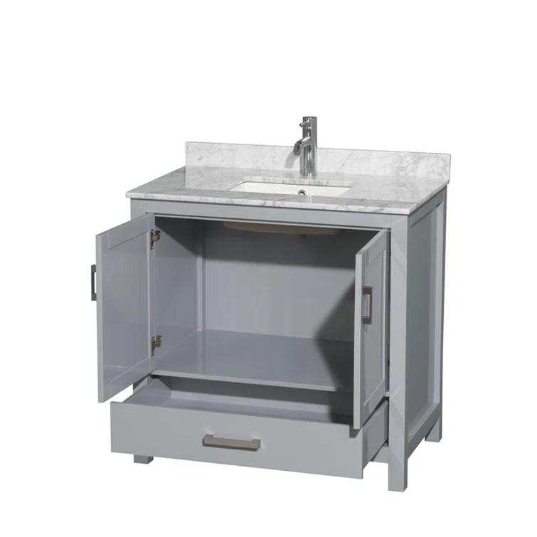 Wyndham Collection Sheffield 36" Freestanding Single Bathroom Vanity with Marble Top