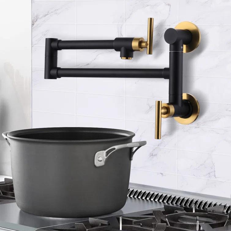 ARCORA ARCORA Single Hole Two Attachment Brass Wall Mounted Pot Filler Kitchen Faucet with Double-Handle AR7108800GB