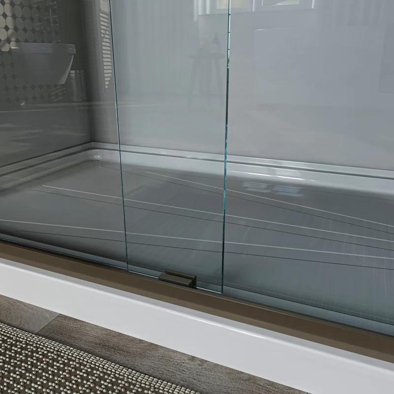 Waterpar WP1186072ORB 56''-60'' W x 72'' H Door Semi-Frameless Shower Door with Two Handles and Clear Glass