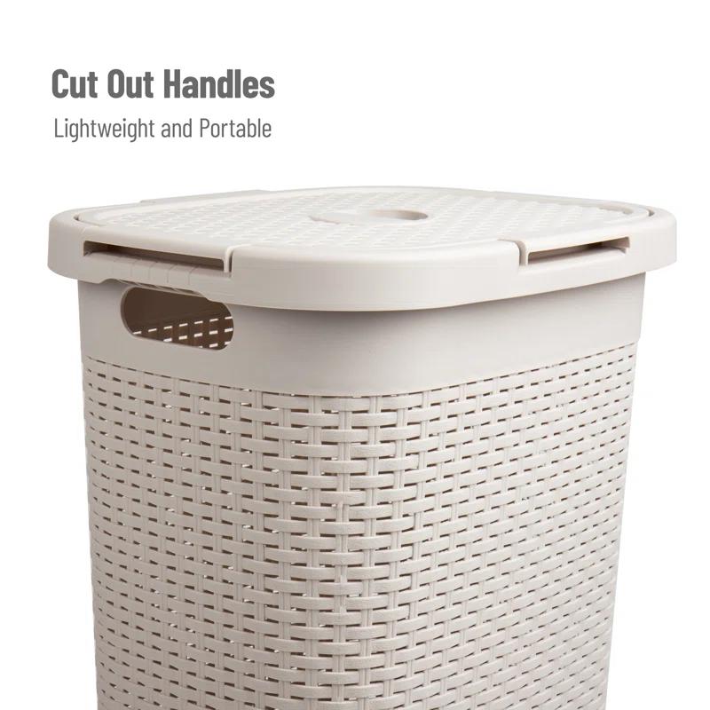 Mind Reader Mind Reader 60L Slim Laundry Hamper, Clothes Basket, Lid, Wicker Style, Plastic