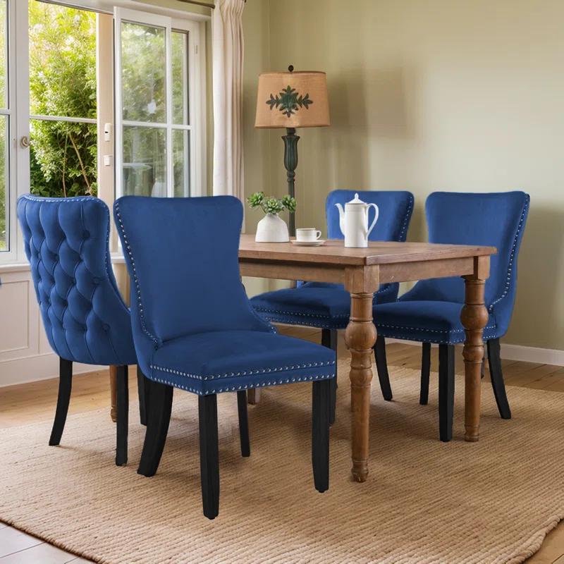 Rosdorf Park Velvet Kitchen Upholstered Dining Chair (Set of 4)