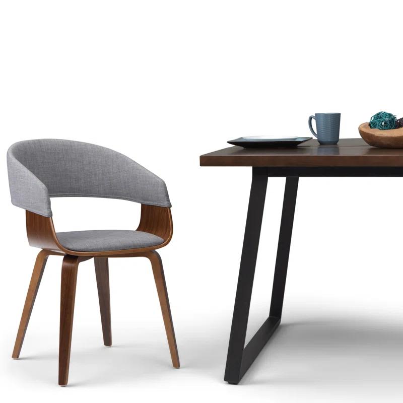 Lowell Bentwood Upholstered Dining Chair with Curved Backrest in Mid-Century Modern Style