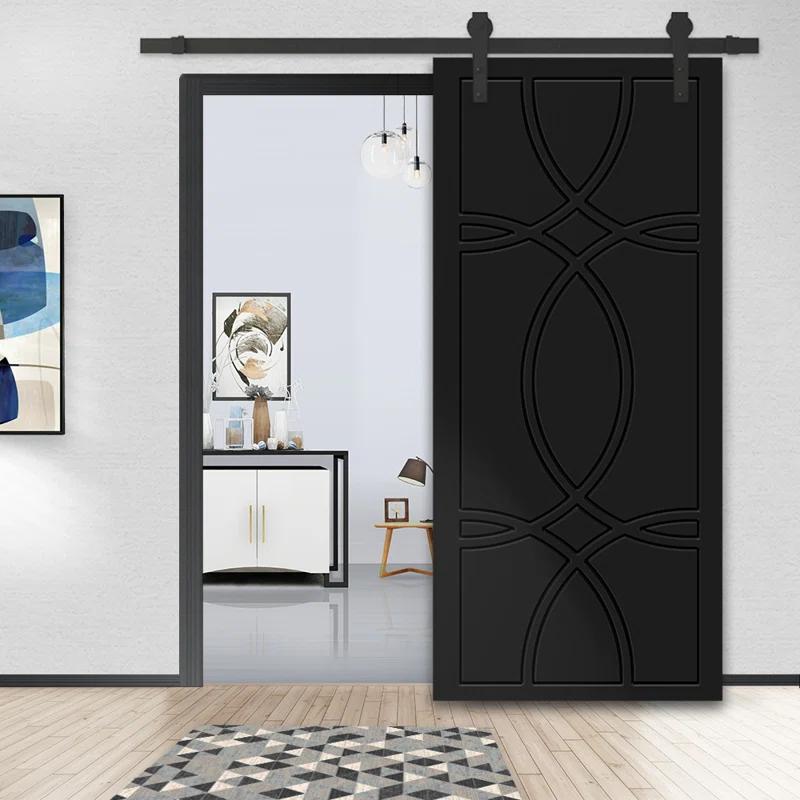 Calhome Hollow Paneled Painted with Installation Hardware Kit Barn Door
