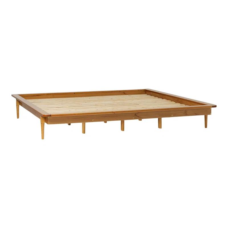 George Oliver Mid-Century Modern Solid Wood King Platform Bed Frame