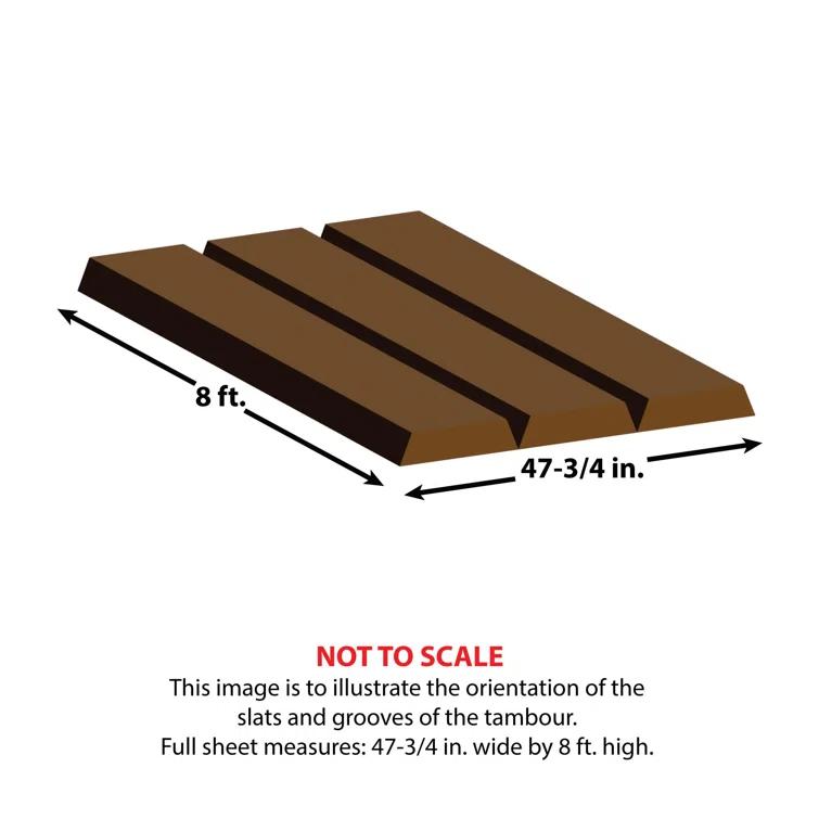 Architectural Products by Outwater L.L.C. Outwater 4Ft Wide X 8Ft High X 5/32In Thick Unfinished Maple Veneer Decorative Wall Tambour Panel With 3/4In 30-Degree Groove Slats – Flexible