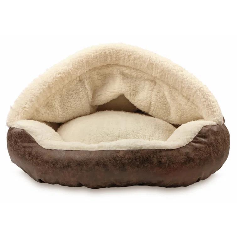 Tucker Murphy Pet™ Iowa Vegan Leather Deep Dish Cave Pet Hooded Dog Bed