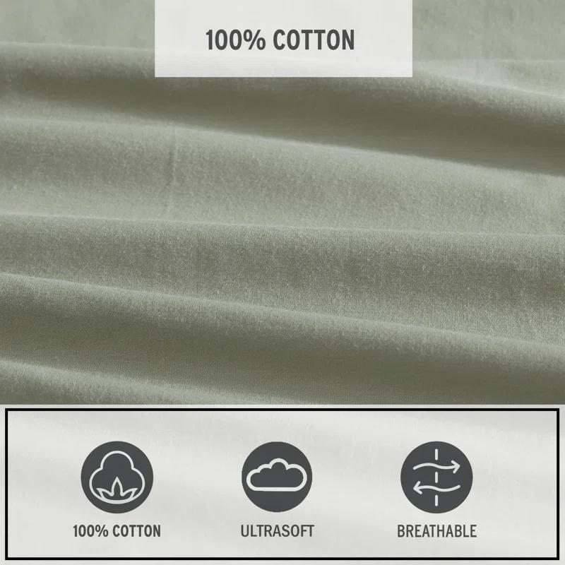 Eddie Bauer Eddie Bauer Solid Brushed Percale Cotton Sheet Set