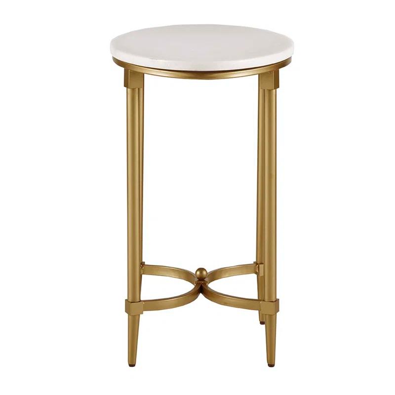 Bordeaux Marble Top Oval Gold Metal End Table